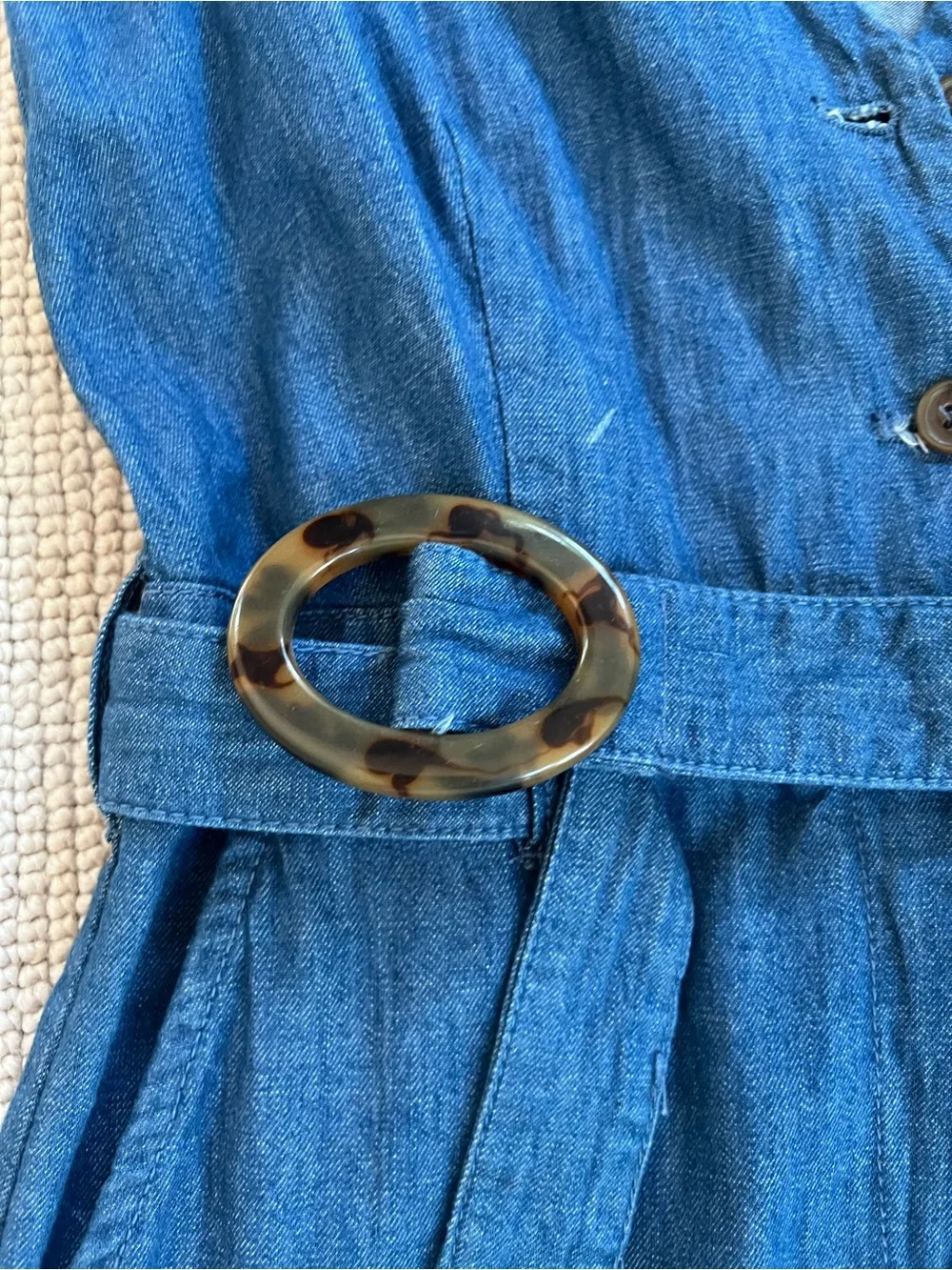 Anthropologie pilcro jinxed Denim Belted Jumpsuit in Medium Blue